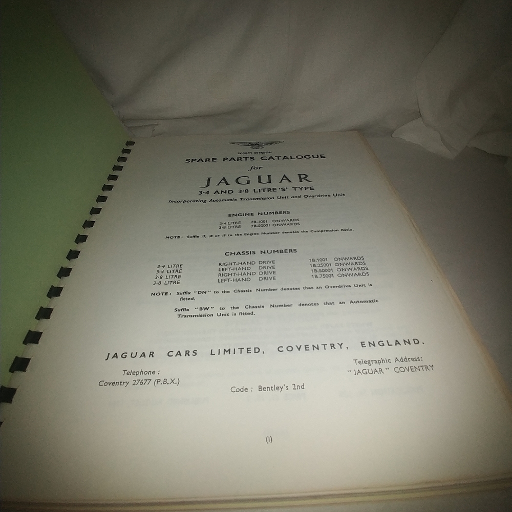 Jaguar Spare Parts Catalogue For Jaguar 34 And 3 Gem